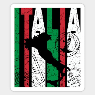 Italia - Retro Letters - Vintage Flag Magnet